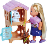 Simba Steffi Love Rabbit Family 12 cm 29 cm Hasenkäfig-Spielpuppe und Puppe mit zwei Kaninchen, ab 3 Jahren