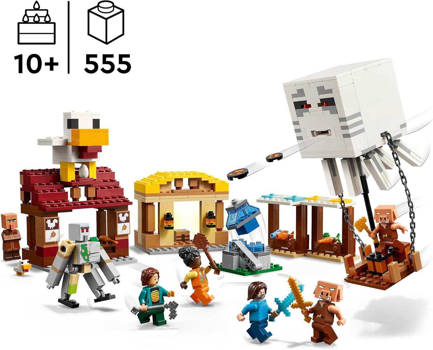 LEGO Minecraft Ghast Balloon Attack – Gamer-Spielzeug für Kinder – Videospiel-Bauset mit Haus, Huhn und Golem – Film-Merchandise für Jungen ab 10 Jahren – 21273 Bausets. Beuche the LEGO-Store