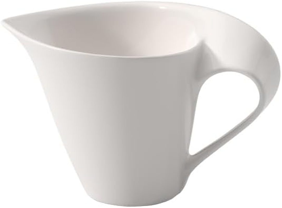 Villeroy & Boch NewWave Milchkännchen, Milchkarton mit gebogenem Griff, Premium-Porzellan, spülmaschinen- und mikrowellengeeignet, weiß, 200 ml