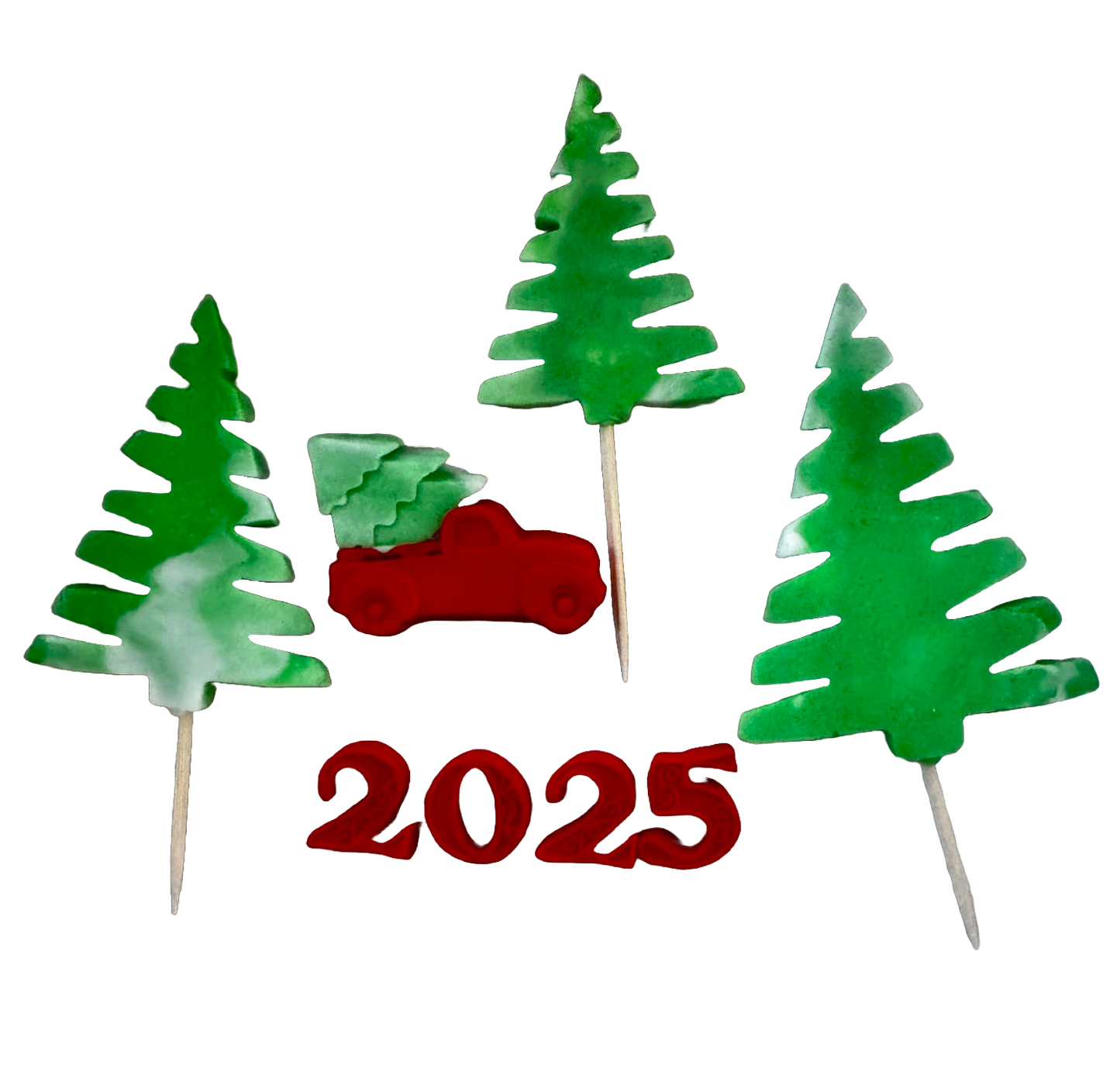 Set mit 5 essbaren Dekorationen aus Zuckerpaste, Happy Birthday, 2025 Dekorationen aus Zuckerpaste Naty Shop