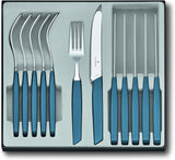 VICTORINOX Modernes Schweizer Besteckset für 6 Personen, 12-teilig, Küche Naty Shop Blau
