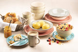 MÄSER Tafelservice für 6 Personen, moderner Vintage-Look, 12-teiliges Tafelservice, handbemalt, Blau, Kachel, Rauchblau (Bel Tempo II)