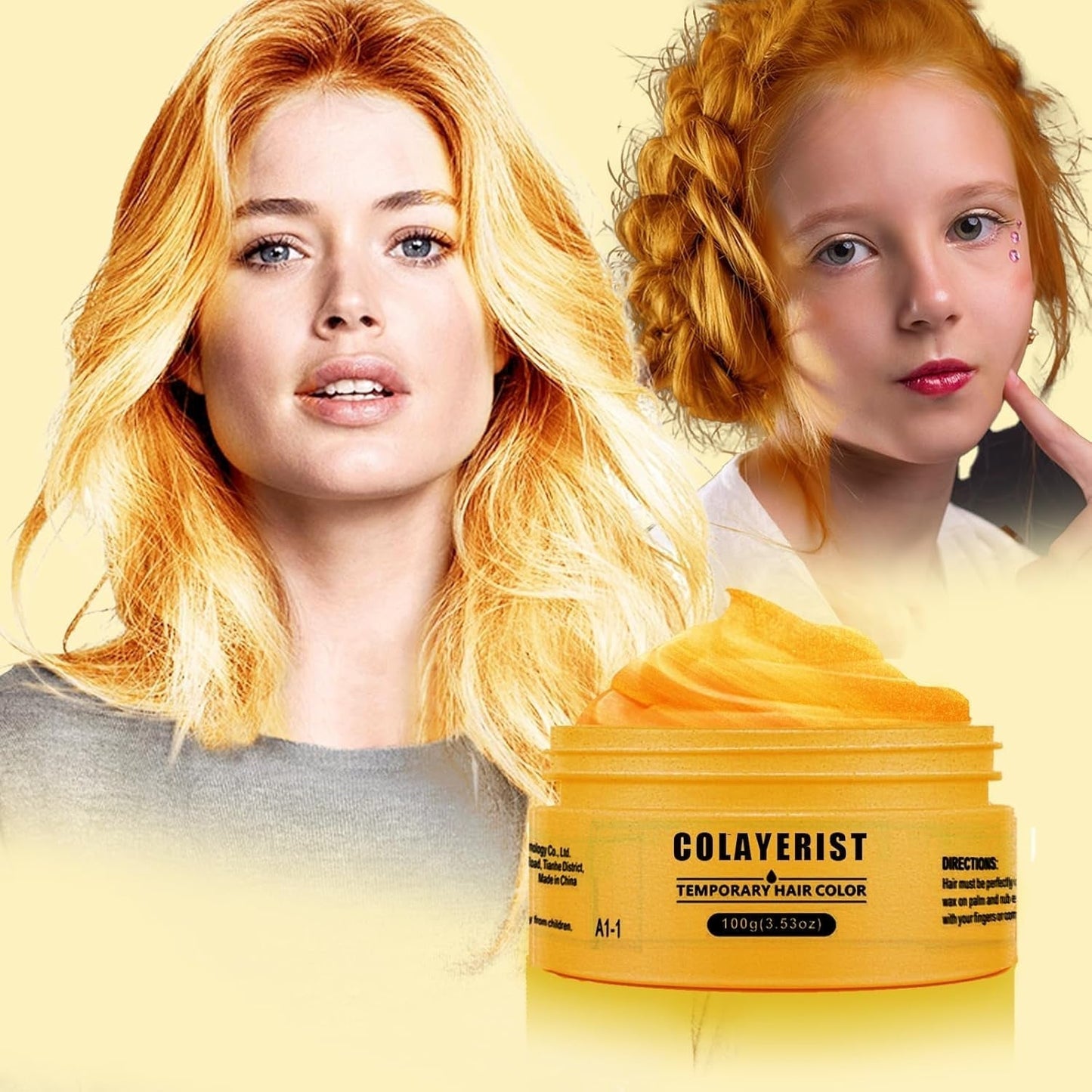 COLAYERIST Temporäre waschbare schwarze Haarfarbe, Haarfärbewachs für Männer und Frauen, Haarwimperntusche für Party oder Cosplay, schmutzfreie Haarfärbeprodukte, Haarfärbemittel, Naty Shop Gold