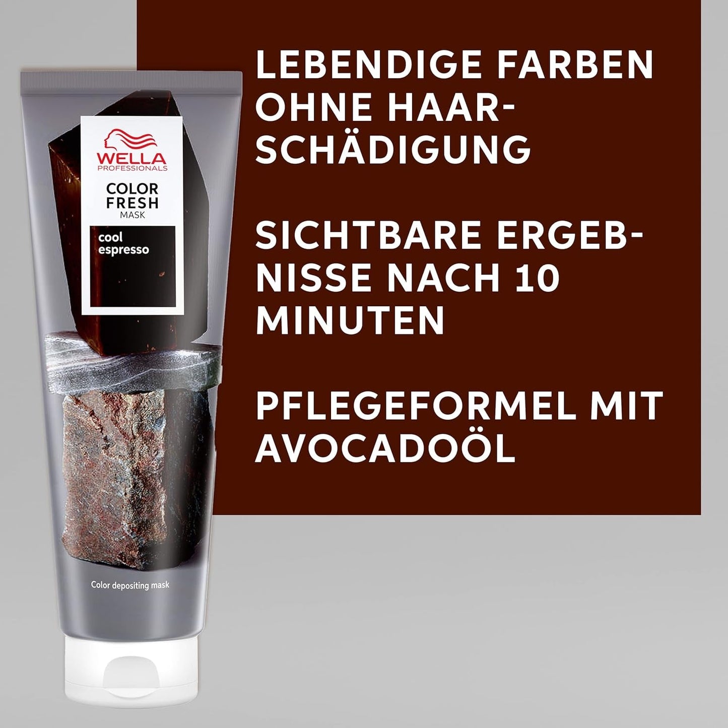 Wella Professionals Color Fresh Mask Cool Espresso – Behandlung zur Revitalisierung und Veränderung der Haarfarbe – pflegender Farbton mit Avocadoöl – für schwarzes und schwarzes Haar – 150 ml Naty Shop Haarmaske