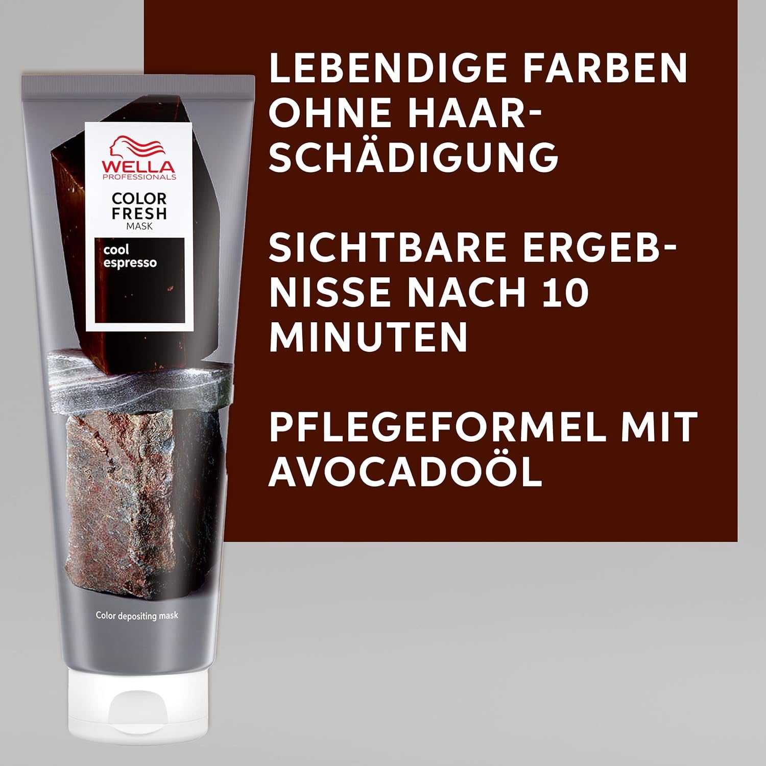 Wella Professionals Color Fresh Mask Cool Espresso – Behandlung zur Revitalisierung und Veränderung der Haarfarbe – pflegender Farbton mit Avocadoöl – für schwarzes und schwarzes Haar – 150 ml Naty Shop Haarmaske