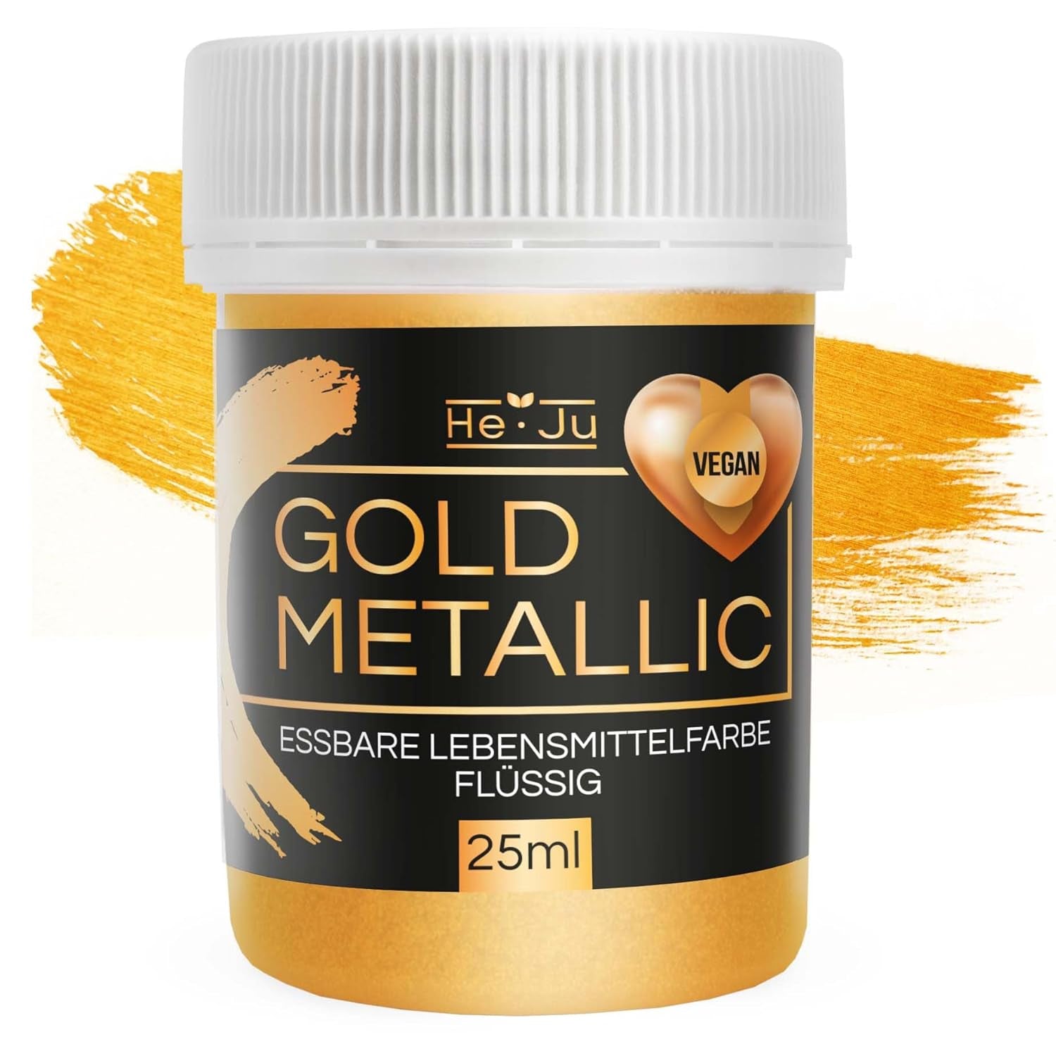 He-Ju Metallic Gold Flüssige Lebensmittelfarbe 25 ml, essbarer Glitzer für Getränke und Lebensmittel (Metallic Gold, 25 ml)