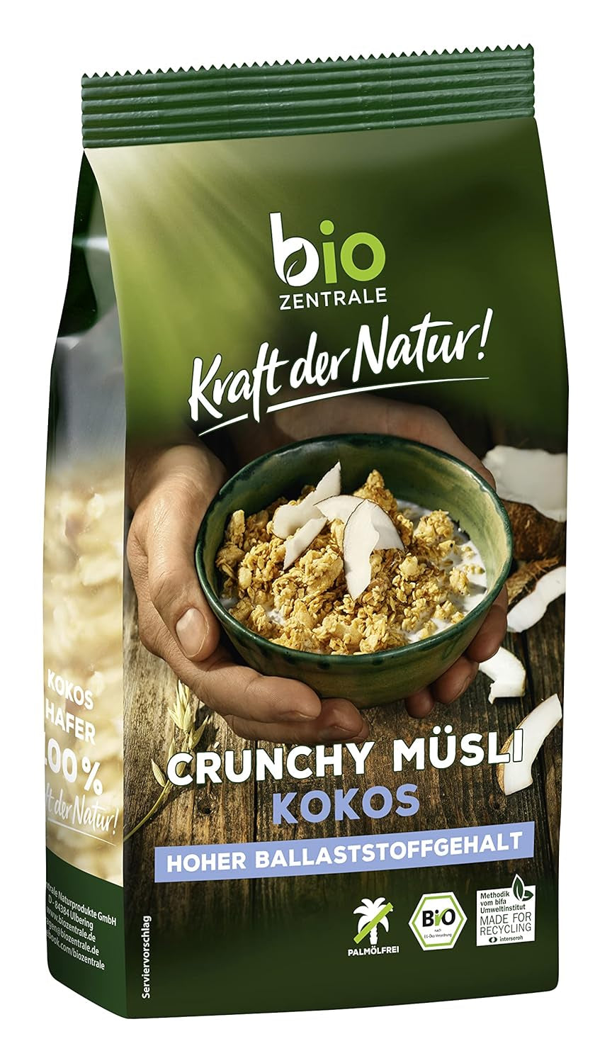 Knuspriges Müsli mit Beeren Biozentrale | 375 g Bio-Müsli | Ideal zum Frühstück und für die Tasse Müsli zum Mitnehmen | Eine Alternative zu Müsliriegeln