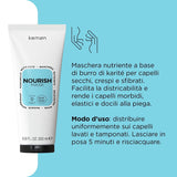 Kemon – Nourish Mask, nährende Maske für sprödes, trockenes und lockiges Haar, auf Basis von Sheabutter, fördert die Entwirrung, für weiches Haar, 200 ml Naty Shop Haarmaske
