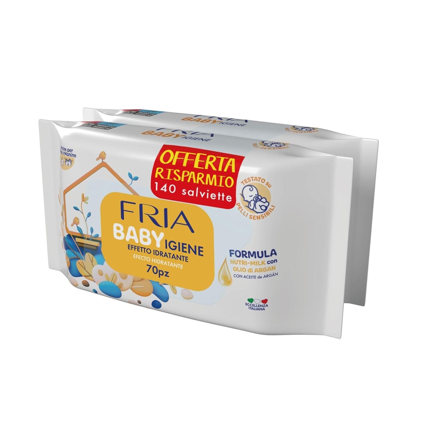 Feuchttücher, 2er-Pack (144 Tücher)