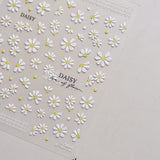 5D geprägte weiße Gänseblümchen-Nagelaufkleber, Blumen, Nagelaufkleber, Blumen, Folie, selbstklebende Aufkleber, Nagelkunstaufkleber, Gänseblümchen, Nageldekorationszubehör, Blumendesign-Aufkleber, Nagelkunst