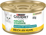 Gourmet Nature's Creations Heart Sauce Mousse Nassfutter für Katzen, reich an Huhn, 12er-Pack (12 x 85 g)