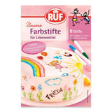 RUF Lebensmittelfarbstifte, Set mit 8 sicheren Lebensmittelfarbstiften zum Malen und Schreiben auf Fondant und Ähnlichem. Zuckerstifte mit je 2 Spitzen