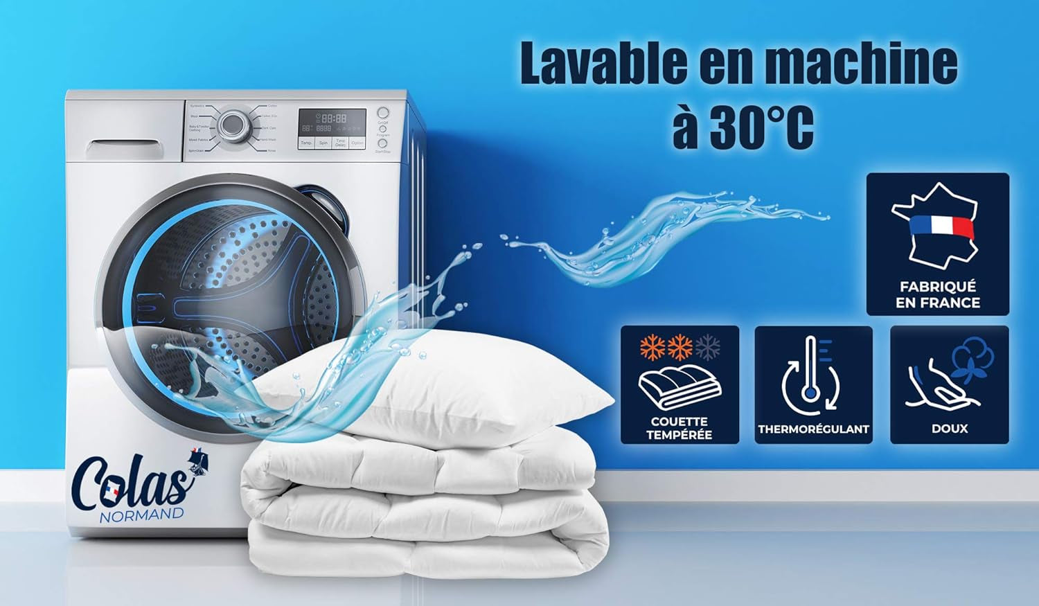 COLAS NORMAND Thermoregulierende Steppdecke, Cool In, Temperiert, 140 x 200 cm, Schweiß, optimale Belüftung, 100 % Perkal, Fresh Feel, Französisch, 53130255, Weiß Steppdecken und Steppdecken Naty Shop