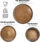 Moritz & Moritz SOLID 36-tlg Steinzeug Geschirr Set 12 Personen - Geschirrset 12 Personen aus je 12 Dinner Teller, Kleiner Teller, Tiefe Teller