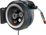 Gardena PowerRoll XXL Solo Akku-Wandschlauchbox: Automatischer Schlauchaufroller mit 40 m Gartenschlauch, Schlauchführung und RollControl, batteriebetrieben, UV- und frostbeständig (18647-55)