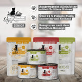 catz finefood Senior Collection Katzenfutter nass - Premium Nassfutter für Ihre Senior Katze - getreidefrei, ohne Zucker, hoher Fleischanteil, Vitamine & Mineralien (6 x 200g Dose)