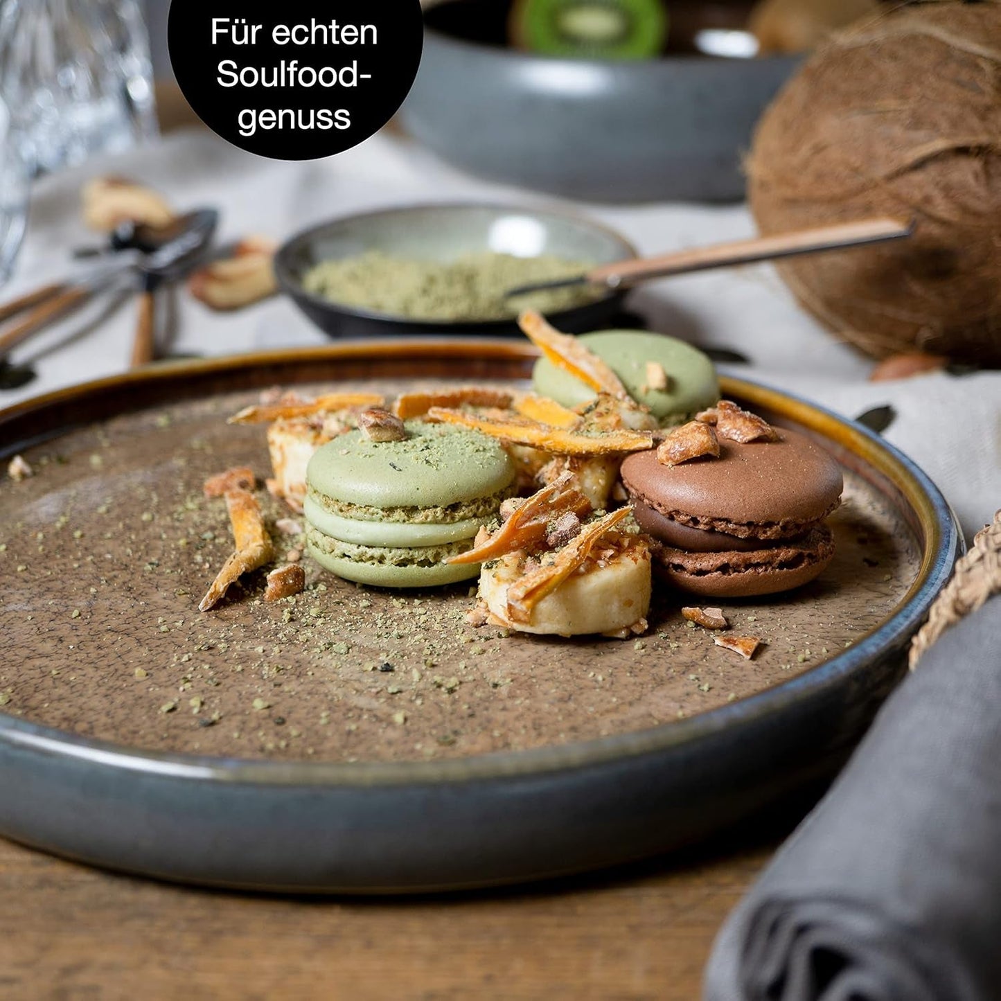 Moritz & Moritz SOLID 24-teiliges Steinzeug-Geschirrset für 6 Personen – Geschirrset für 6 Personen, bestehend aus 6 Speisetellern, 6 kleinen Tellern, 6 Speisetellern und 6 Tassen mit Henkeln