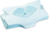 Elviros atmungsaktives Kissenbezug-Kissen, 64 x 12,5/10,5 x 38 cm, Grau (nur Kissenvorderseite), orthopädische Zervikalkissen, Naty Shop, Blau