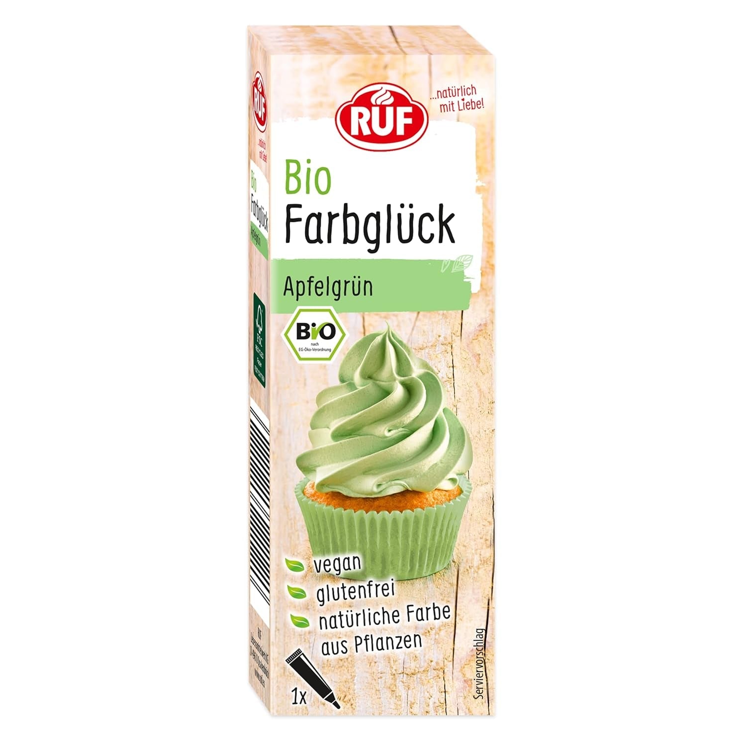 RUF Bio-Lebensmittelfarbe Zuckerwatte rosa mit Agavensirup zum Einfärben von Zuckerguss und zum Dekorieren von Kuchen, glutenfrei und vegan, 1 x 25g