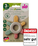 nip – Beißring | Nachhaltiger Beißring für Babys ab 3 Monaten, hergestellt aus über 65 % natürlichen Rohstoffen. Zur sanften Massage von Zahnfleisch, Zunge und Zähnen | Rot/Grün/Orange