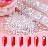 12 Größen Nail Art Perlen, Flache Perlen, Nail Art Accessoires, Halbkreis Nagelperlen, Weiße Nail Charms Und Glitzersteine ​​​​Nägel Für Nail Art Design, DIY Basteln, Alltag, Hochzeit (2 Boxen)