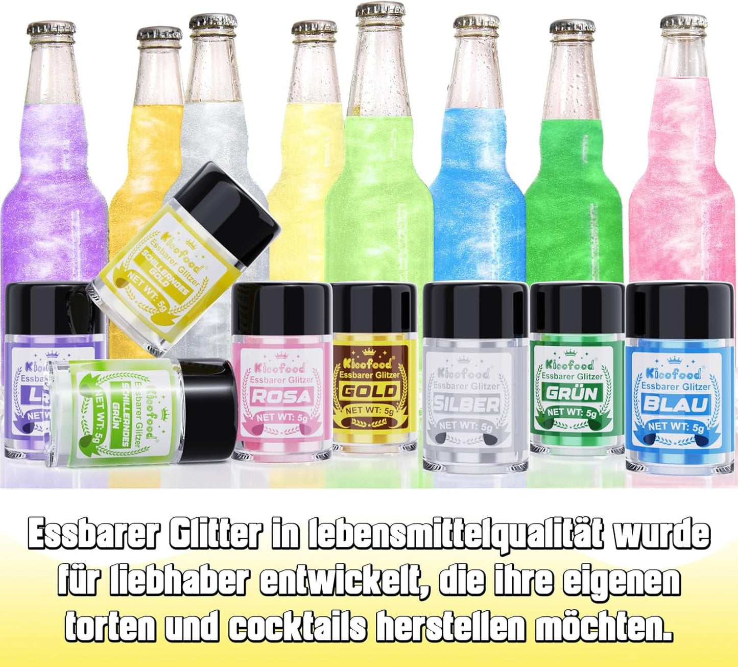 Kicofood, essbarer Glitzer, 5 Gramm, verschiedene Farben Glitter Naty Shop