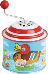 LENA 52761 Spieluhr Kleine Entlein, Spieluhr ca. 10,5 x 7,5 cm Melodie-Blech-Spieluhr, Metall-Spieluhr, Drehorgel für 18 Monate, Baby-Enten-Muster, Orgel-Spieluhr, bunt, Bebe Naty Shop Toys Standardtitel