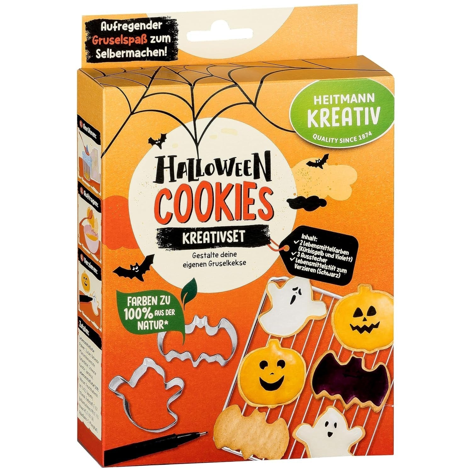HEITMANN KREATIV – Kreatives Halloween-Fruchtkaugummi-Set – Pulverfarben auf Pflanzenbasis – Rosa – DIY-Fruchtkaugummis in Geisterform mit Himbeergeschmack