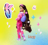 Simba 105953975 – Kawaii Hi Dress-Up Lucy Puppe (26 cm) – bewegliche Friseur-Modepuppe, Langhaar-Hasenpuppe und Zubehör, Spielzeug für Kinder ab 4 Jahren