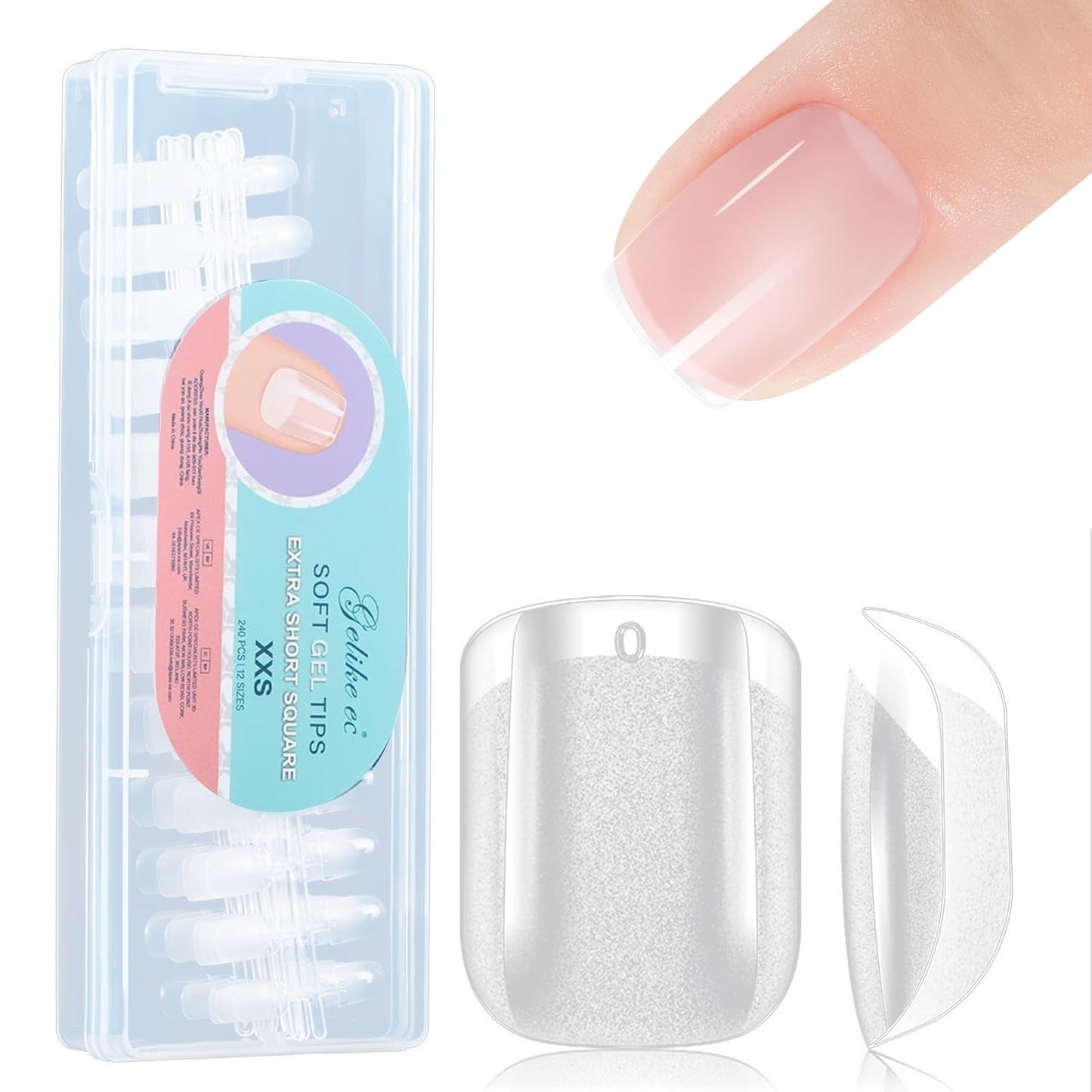 Gelike Ec Short Almond Nails – Weiche Nägel mit vollständiger Abdeckung, vorpolierte künstliche Nägel für Nagelverlängerungen, Nagelstudio zu Hause, DIY-Salon, 120 Stück, 12 Größen