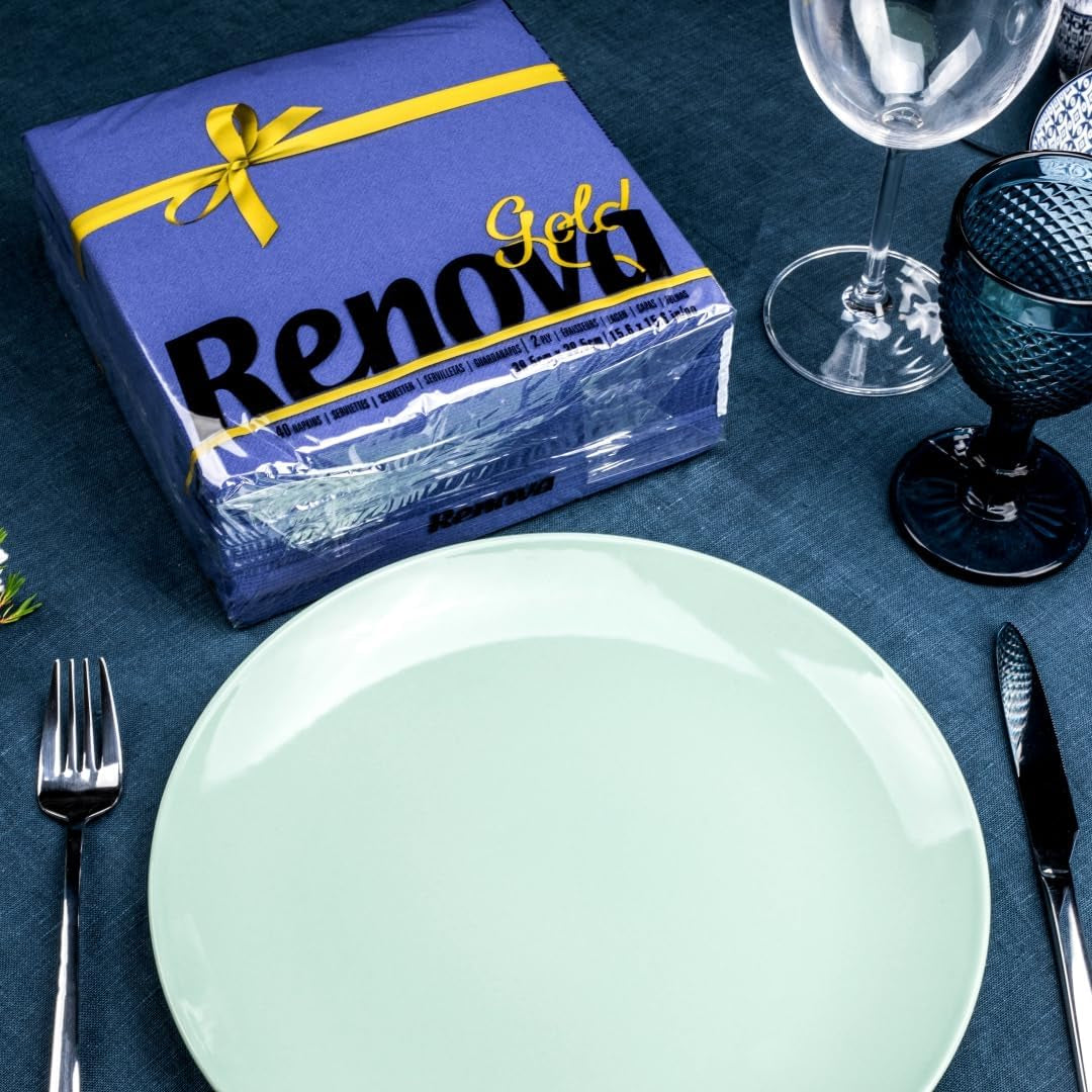 Renova Papierservietten, Goldblau – 40 Servietten