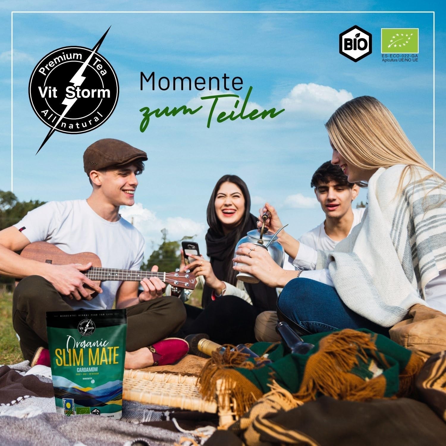 VITSTORM® Slim Tea Kardamom – BIO Yerba Mate Tee – Entgiftungs- und Diuretika-Tee – 100 g