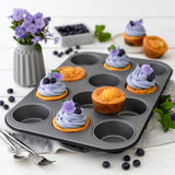 Zenker 12Er Muffinform Energy, Premium-Backform, Für Köstliche Kuchen, Verkürzt Die Backzeit Um Bis Zu 20% (Farbe: Silber/Anthrazit), Menge: 1 Stück, Hellgrau Und Dunkelgrau Formen und Tabletts zum Backen Naty Shop