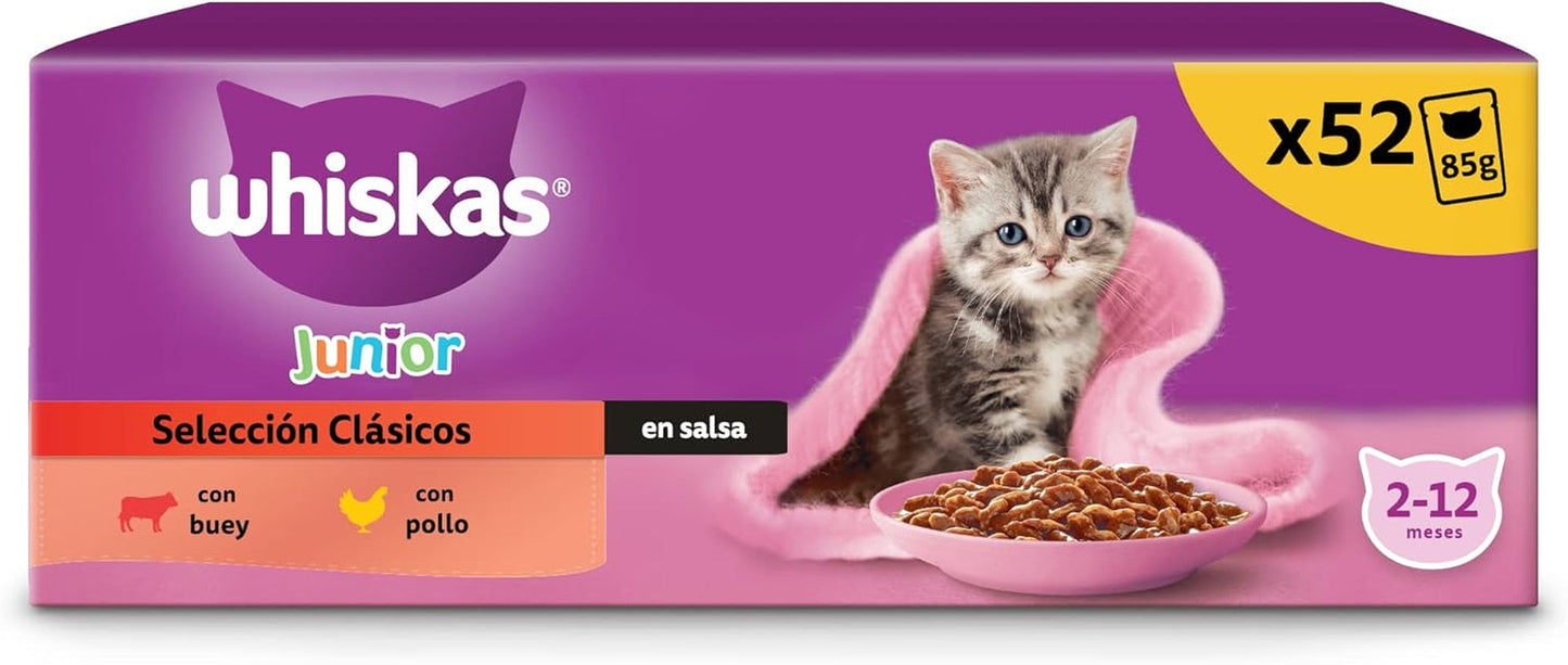 Whiskas Junior Classic Nassfutter für Katzen, 13 x 4 x 85 g