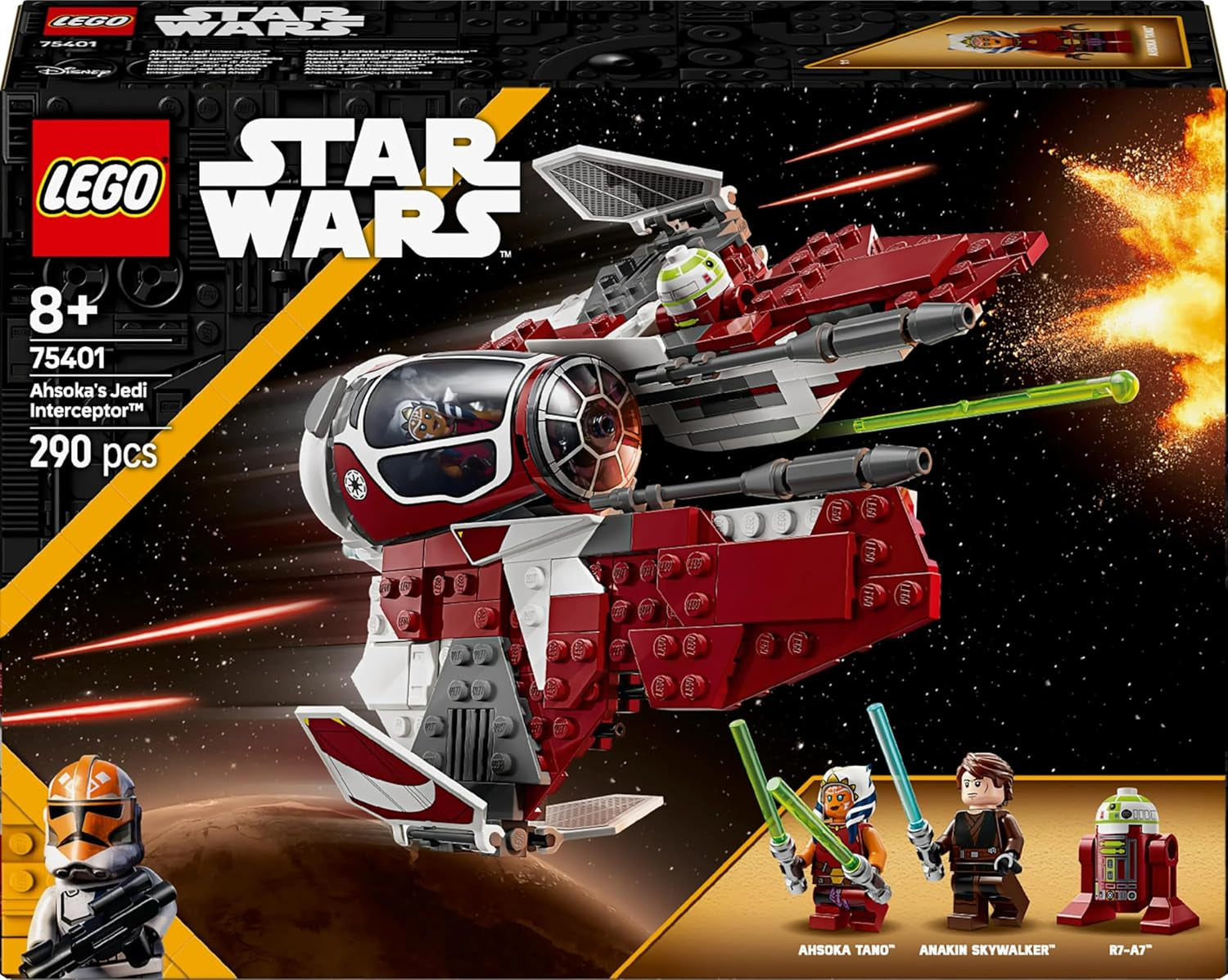 LEGO Star Wars 75401 Ahsokas Jedi-Abfangjäger, Starfighter für Clone Wars-Fans, Ahsoka Tano & Anakin Skywalker Minifiguren mit Lichtschwertern und R7-A7, für Jungen und Mädchen ab 8 Jahren. Bausets. Beuche den LEGO-Store