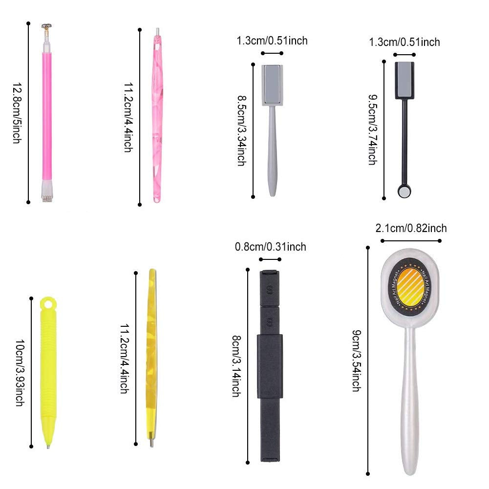 Nail Art Werkzeug Magnetstift, 10 Stück Nagel Magnet Stick Tool Set, Nagel Magnet Stift Und Starker Magnet Stock Punktierungsstifte Für DIY 3D Magnetics Katzenauge UV Gel Polnische Nagel Kunst