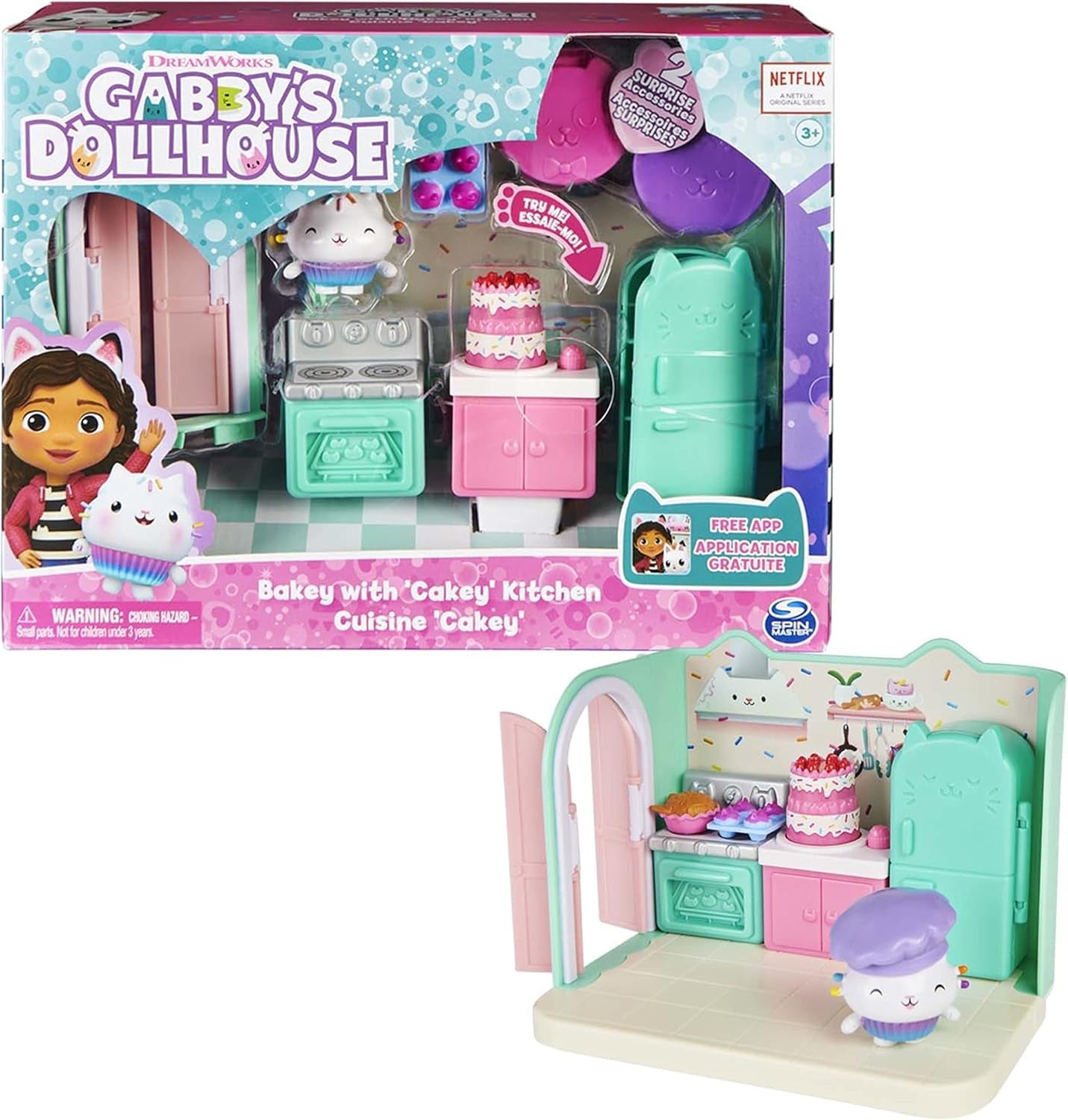 Gabby Dollhouse und Gabby Dollhouse Deluxe Room Sweet Dreams Fluffy Cat Schlafzimmer Kissen Katze und 3 Accessoires 3 Möbelstücke und 2 Überraschungsboxen Geeignet für Kinder ab 3 Jahren