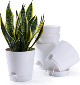 Blumentopf, 6 Stück, 12,7 cm, selbstbewässernder Übertopf, hohe Drainage, Blumentopf für drinnen und draußen, mit Reservoir-Tablett und Bewässerungsrand, Garten-Pflanzgefäß, Garten