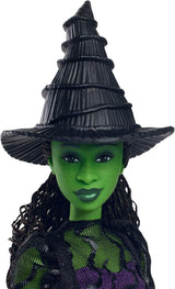 Mattel Wicked Elphaba Modepuppe und Zubehör mit grüner Haut, schwarzem geflochtenem Haar, verschiedenen möglichen Posen und erweiterbarem Ballkleid-Aussehen, HXT62, [Mehrfarbig] Naty Shop Dolls