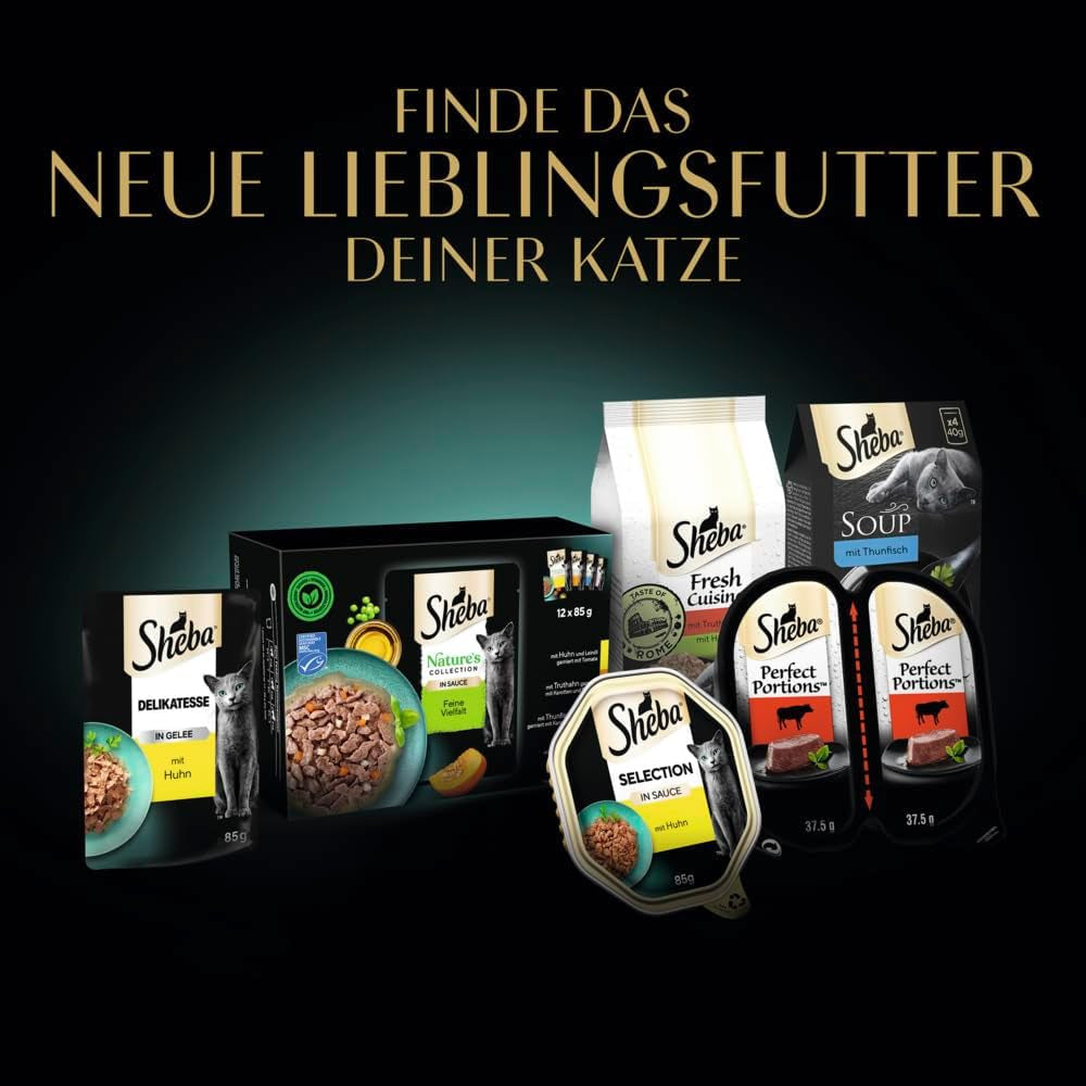 Nassfutter für Katzen Sheba Selection im Portionsbeutel mit Huhn und Rindfleisch in Sauce 28x85g