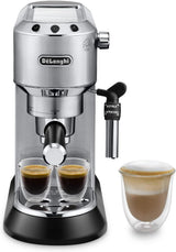 De'Longhi Dedica Style EC 685.B – Espressomaschine mit Siebträger, Espressomaschine mit professionellem Milchaufschäumer, nur 15 cm breit, für gemahlenen Kaffee oder ESE-Kapseln, 1 l Wassertank, schwarz