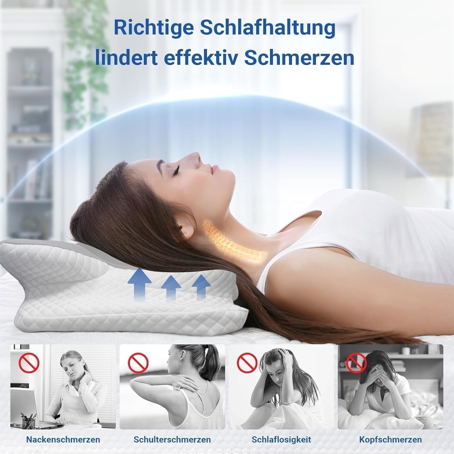 Hothands Memory Foam-Kissen, ergonomisches orthopädisches Kissen, seitliches Rückenkissen zur Linderung von Bauchschmerzen, verbessert die Schlafqualität, 62 x 41 x 13/11 cm, orthopädische Nackenkissen, Naty Shop