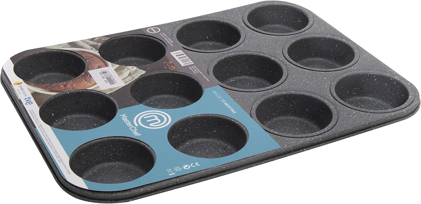 Masterchef MCA-MUF Muffinform Für 12 Cupcakes Muffinblech Aus Karbonstahl, Edelstahl, Stahlformen und Backbleche Naty Shop