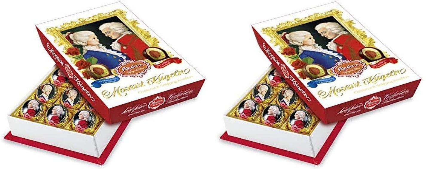 Reber Mozartkugeln mit Zartbitterschokolade, 6er Pack mit Marzipan und Nougat, vegan – 1 x 120 g