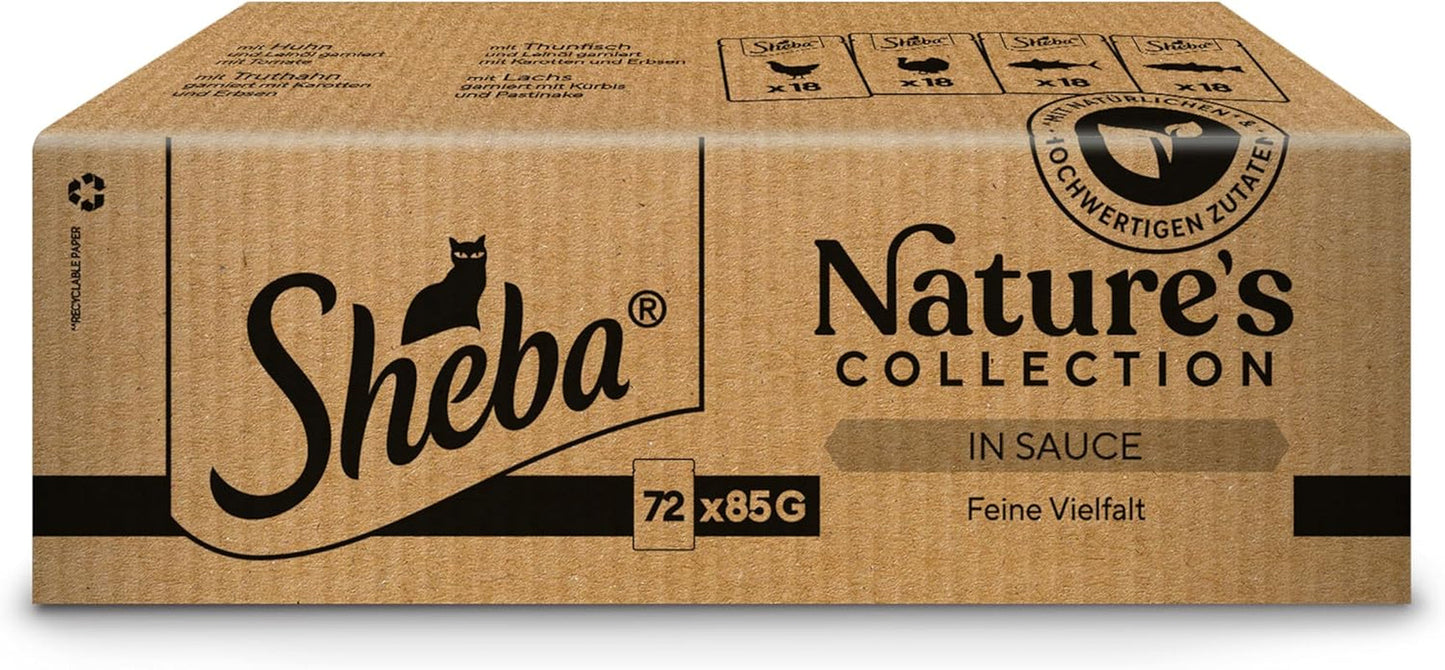 SHEBA Nature's Collection in Gravy – Hochwertiges Nassfutter für Katzen, feine Sorte (MSC) in Portionsbeuteln – 72 x 85 g