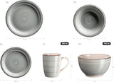 MÄSER 931612 Bel Tempo II Vintage-Geschirrset für 6 Personen, 30-teilig, kombiniertes Service aus blauer, handbemalter Keramik, Steingut, Rauchblau