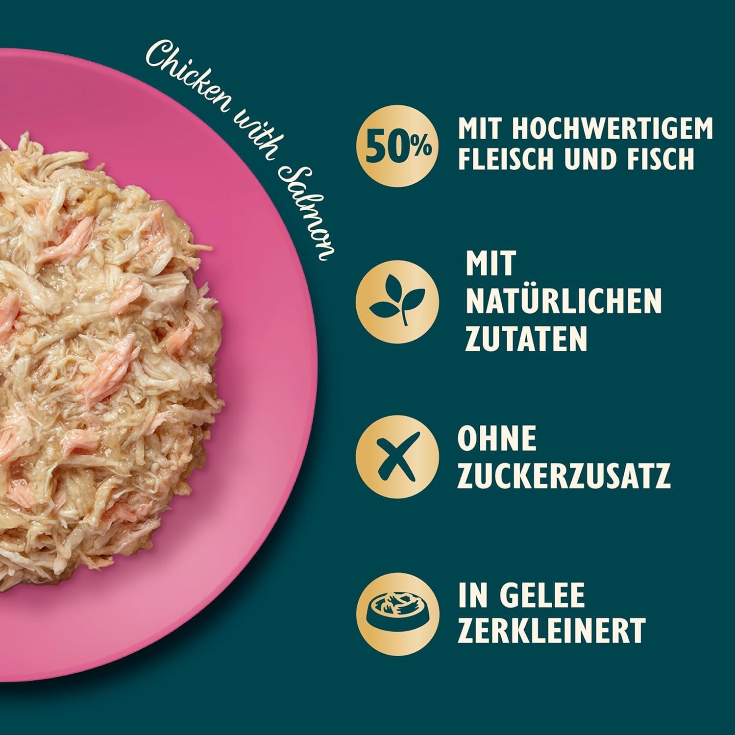 Lily's Kitchen Aus Naturichen Ingredient hermestellung Zerkleinerte Filets in Gelee mit Hühnchen und Lachs Ausgewachsenes Nassfutter für Katzen 70 g Dose