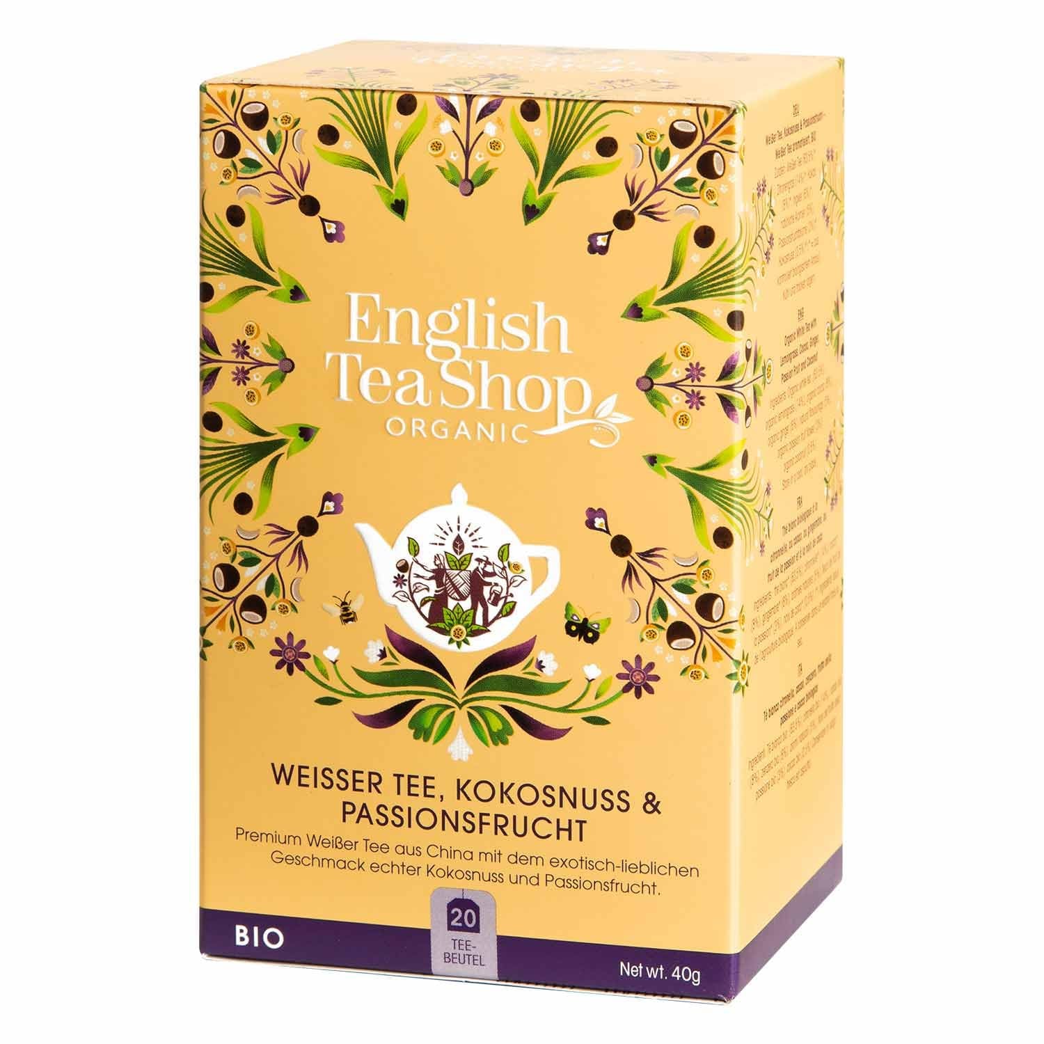 ETS – Weißer Tee, Kokosnuss und Passionsfrucht, BIO, 20 Teebeutel