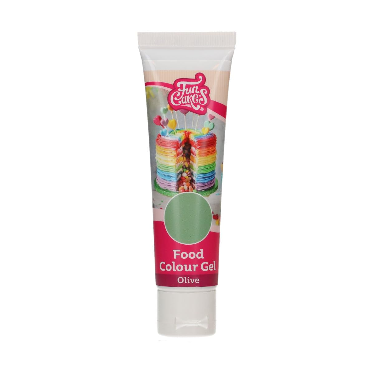 Funcakes Gel Olive Lebensmittelfarbe: Hochkonzentrierte Lebensmittelfarbe für Teig, Creme, Fondant und Marzipan. Einfache Dosierung. Ein einziger Tropfen, um lebendige Farben zu erzeugen. Halal. 30 g.