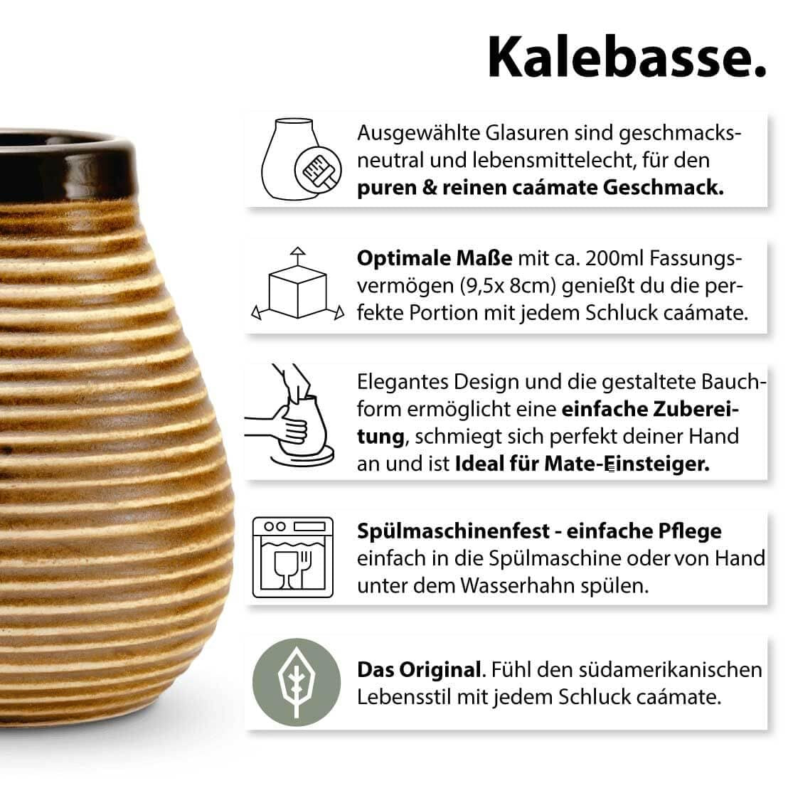 Mate-Tee-Set für zwei, Bio ● 2 Mate-Tassen + 2 Bombillas + 300 g Mate-Tee + Zubereitungsanleitung